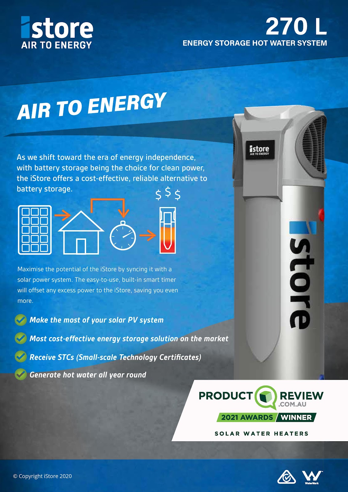 istore Air to Energy - 270L Hot Water System